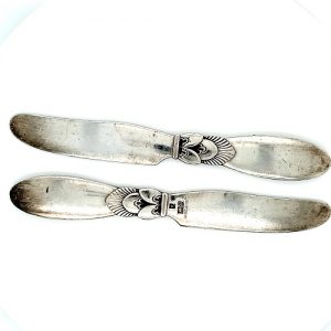 Set of Two Sterling Silver Georg Jensen Cactus Fruit Knives (2)