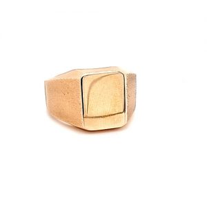 Heavy 14K Yellow Gold Satin Finish Shoulder Rectangular Blank Signet Ring