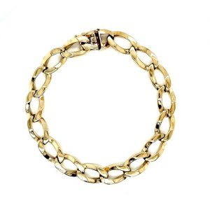 14K Yellow Gold 9″ Elongated Open Curb Link Bracelet