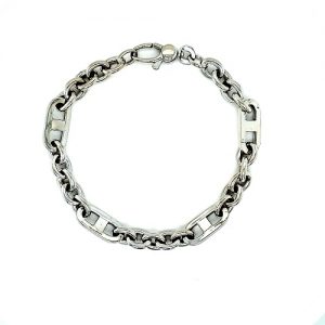 14K White Gold 8.25″ Stylized Loop Link Bracelet