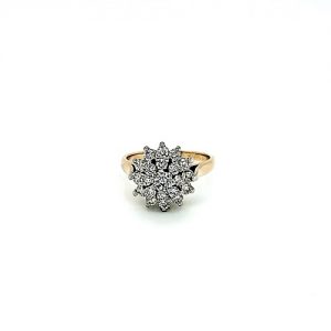 14K Yellow Gold 21 Diamond Cluster Ring