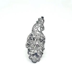 DGS Sterling Silver Multi Colored Peacock Filigree Style Ring