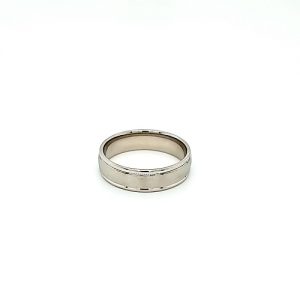 14K White Gold Brushed Centre 6mm Band 
