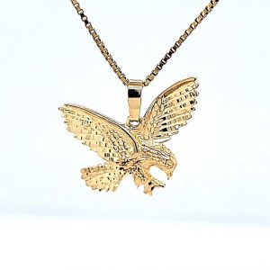 10K Yellow Gold 21mm Diamond Cut Eagle Pendant