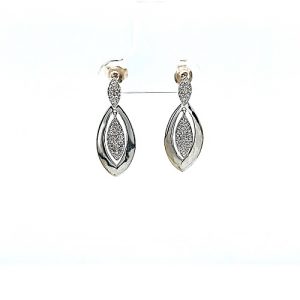 Pair of 14K White Gold 25 Diamond Dangle Stud Style Earrings