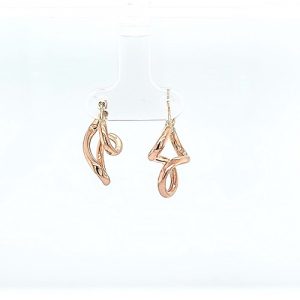 Pair of 10K Rose Gold 20mm Stylized Hollow Swirly Style Earrings