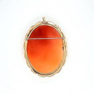 14K Yellow Gold 55mm Fine Carved Oval Cameo Brooch/Pendant