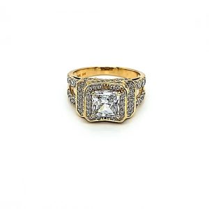 14K Yellow Gold Multi-Cut CZ Engagement Style Ring