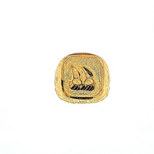 21K Yellow Gold Diamond Cut Nautical Themed Signet Ring