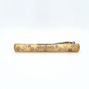 14K Yellow Gold 54mm Tie Bar w/ CZ Accents