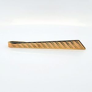 18K Yellow Gold  Diagonal Diamond Cut Tie Bar