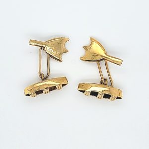 Pair of 14K Yellow Gold Canoe & Duck Feet Cufflinks