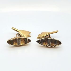 Pair of 14K Yellow Gold Canoe & Duck Feet Cufflinks