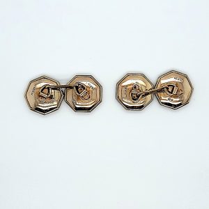 Pair of Vintage 10K-14K Mother Of Pearl Heptagon Shaped Cufflinks