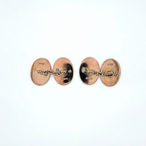 Classic Pair of 10K Yellow Gold Oval Plain Cufflinks