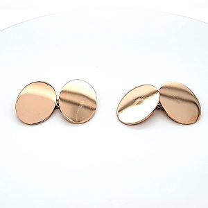 Classic Pair of 10K Yellow Gold Oval Plain Cufflinks