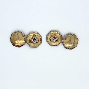 Pair of 10K Blue Lodge Enameled Masonic Cufflinks