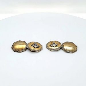 Pair of 10K Blue Lodge Enameled Masonic Cufflinks