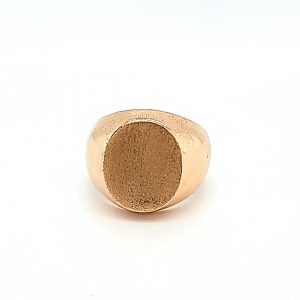 Solid 14K Yellow Gold Satin Finish Oval Top Signet Ring