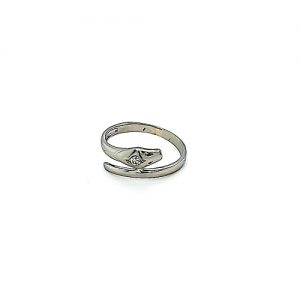 14K White Gold Snake Wrap Around Ring w/ Diamond On Head