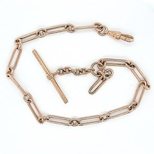 14K Yellow Gold 12″ Elongated Link Pocket Watch Chain