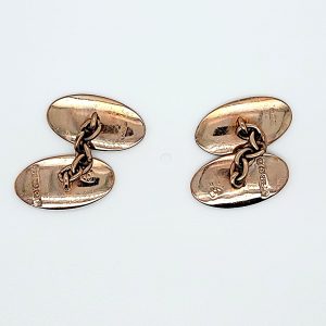 Pair of 9K Yellow Gold Oval Cufflinks