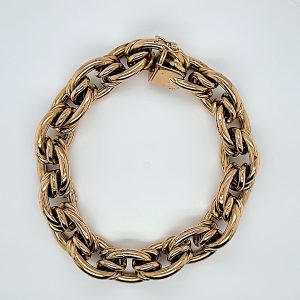 18K Yellow Gold 8″ Hollow Multi-Loop Link Bracelet