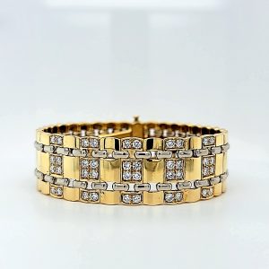 18K Yellow Gold 18.5mm Wide 40 RBC Diamond 7.75″ Bracelet