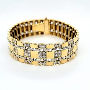 18K Yellow Gold 18.5mm Wide 40 RBC Diamond 7.75″ Bracelet