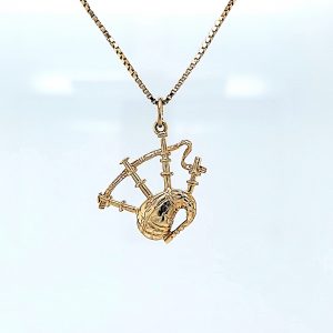 10K Yellow Gold 20mm Bagpipes Charm/Pendant