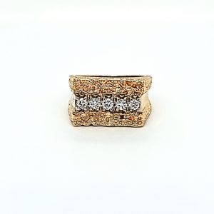 14K Yellow Gold 5 Diamond .50TDW Nugget Style Ring