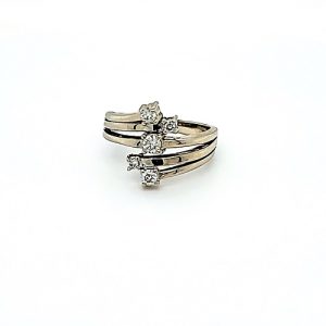 14K White Gold 5 Diamond Multi-Row Split Ring