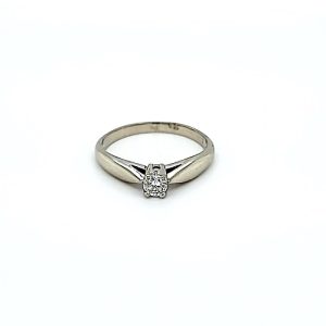 14K White Gold .15CT Round Brilliant Cut Diamond Solitaire Engagement Ring