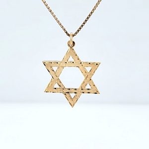 10K Yellow Gold 33mm Diamond Cut Star of David Pendant