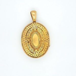 Antique 20K Yellow Gold 39mm Oval Enamel “In Memoriam” Locket