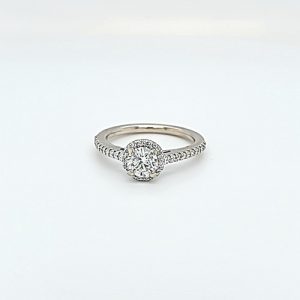 14K White Gold .60CT Diamond Centre, 36 Diamond Halo Engagement Ring
