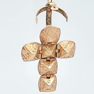 Vintage 9K Yellow Gold Masonic Golden Globe Folding Cross Charm