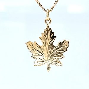 14K Yellow Gold 27mm Maple Leaf Charm/Pendant