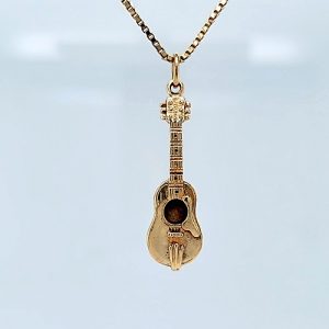 10K Yellow Gold 30mm Acoustic Guitar Charm/Pendant