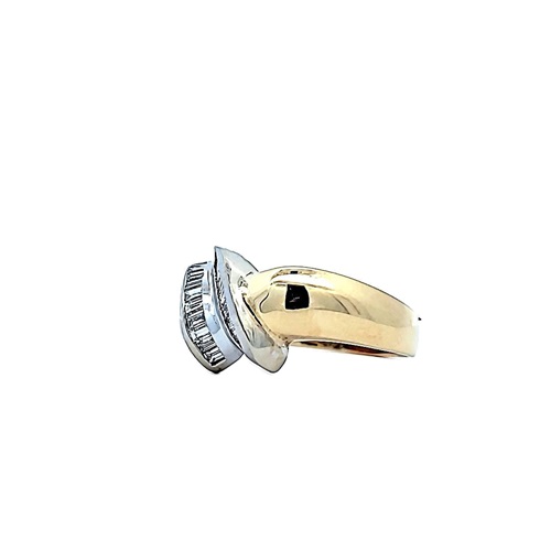 14K Yellow & White Gold .72TDW 19 Baguette Diamond Ring