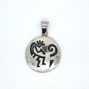 Sterling Silver Kokopelli Disc Pendant