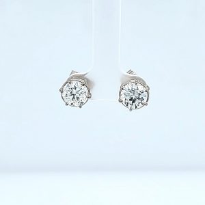 Pair of 18K White Gold 3.39CT TDW Diamond Stud Earrings