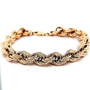 10K Yellow Gold Hollow Rope Link Bracelet