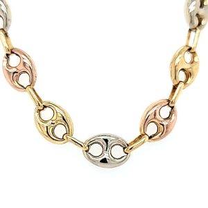18K Tri Gold 8.5″ Puffed Gucci Link Bracelet