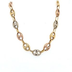 18K Tri Gold 8.5″ Puffed Gucci Link Bracelet
