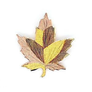 10K Yellow & Rose Gold 44mm Textured Maple Leaf Brooch