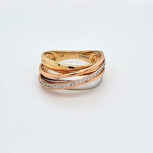 EFFY 14K Tri-Tone Gold 24 Diamond Crossover Ring