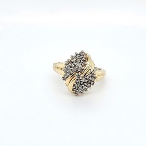 10K Yellow Gold 37 Diamond Cluster Ring