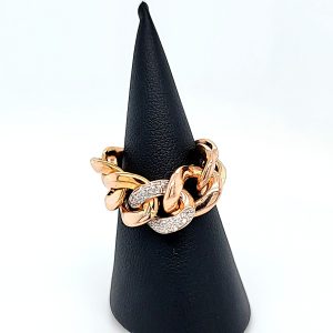 UnoAErre 14K Rose Gold 22 Diamond Articulated Link Style Ring