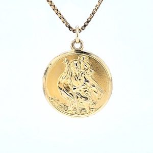 10K Yellow Gold 23mm St. Christopher Disc Pendant